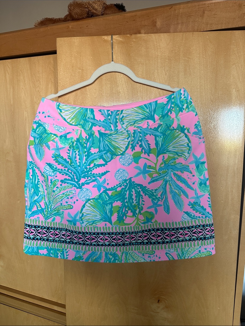 Lilly Pulitzer Pink Tropical Print Skort with Teal & Green Motif